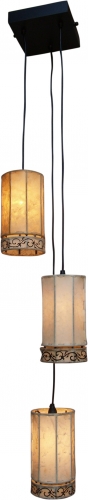 Henna - Leather ceiling light/pendant light 3-flame, Bengalia - 3 x white - 100x30x30 cm 