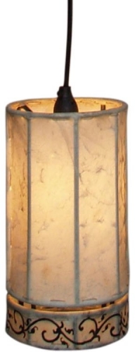 Henna - Leder Deckenleuchte / Pendelleuchten Bengalia - wei - 25x13x13 cm 