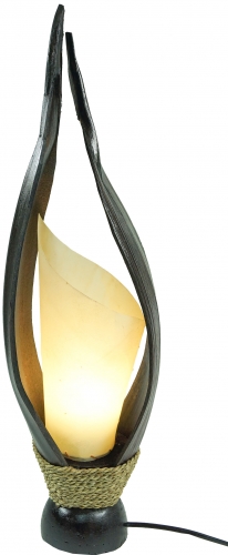Palmenblatt Tischlampe / Tischleuchte, in Bali handgemacht aus Naturmaterial, Palmholz - Modell Palmera 10 - 65x16x14 cm 