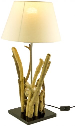Table lamp/table lamp, handmade in Bali from natural material, driftwood, cotton - model Bromea - 65x35x35 cm 