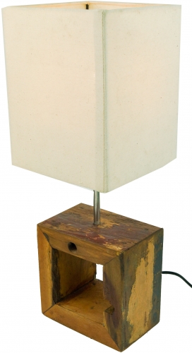 Table lamp/table lamp, handmade in Bali, recycled wood, cotton - model Nakita - 46x16x16 cm 