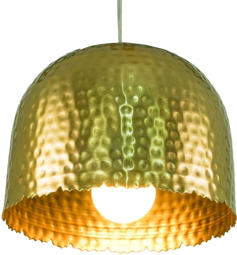 Brass ceiling lamp/ceiling light Udaipur, hand beaten with fluted edge - model 7 - 17x21x21 cm  21 cm