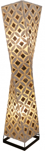 Stehlampe / Stehleuchte, in Bali handgemacht aus Naturmaterial, Capiz / Perlmutt - Modell Tango - 100x20x20 cm 