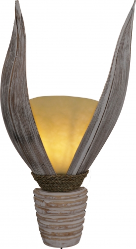 Palmenblatt Wandlampe / Wandleuchte, in Bali handgefertigt aus Naturmaterial, Palmholz - Modell Las Palmas - 60x30x17 cm 