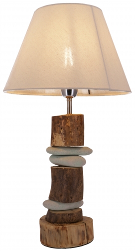 Table lamp/table lamp, driftwood, river stone, handmade in Bali from natural material - Hermosa model - 54x32x32 cm 