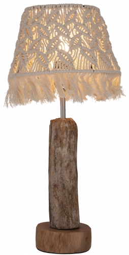 Tischleuchte / Tischlampe, Treibholz, Makramee, in Bali handgemacht aus Naturmaterial - Modell Malibu - 55x26x26 cm 