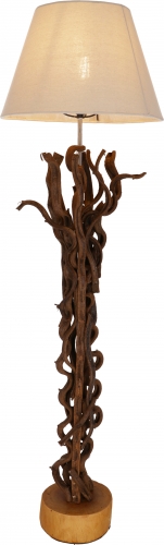 Stehlampe / Stehleuchte, in Bali handgefertigt aus Naturmaterial, Holz, Baumwolle - Modell Jade 120 - 120x35x35 cm 