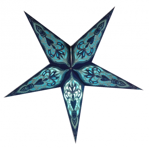 Foldable Advent illuminated paper star, poinsettia 40 cm - Ganesha small blue