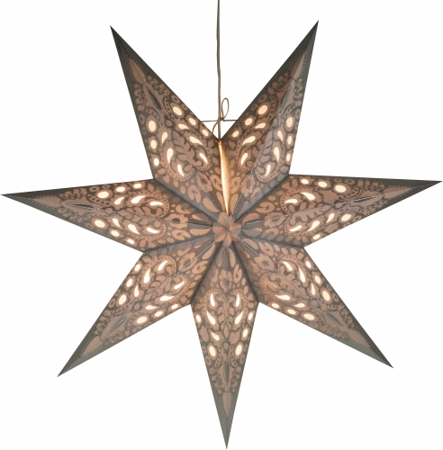 Faltbarer Advents Leucht Papierstern, Weihnachtsstern 60 cm - Priamos silber