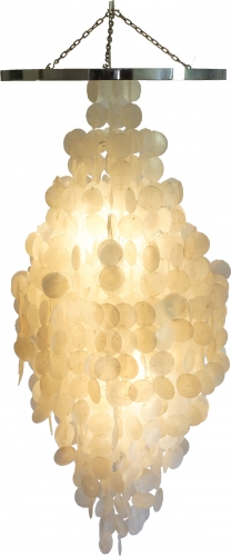 Ceiling lamp/ceiling light, shell lamp made of hundreds of Capiz, mother of pearl plates - model Tulum - 100x50x50 cm  Ø50 cm