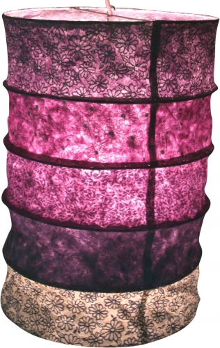 Round boho paper hanging lamp, Lokta paper lampshade Everest, handmade paper - purple - 40x28x28 cm 