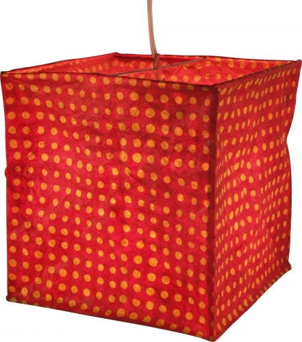 quadratische Papier Hngelampe, Papierlampenschirm Annapurna, handgeschpftes Papier - rot - 25x24x24 cm 