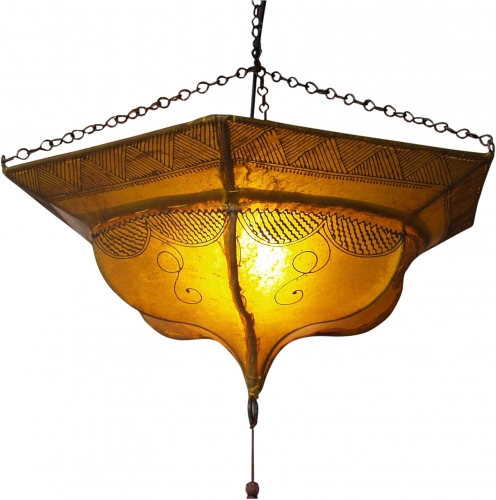 Henna - Leather ceiling lamp/ceiling light - Tuareg yellow - 20x50x50 cm 