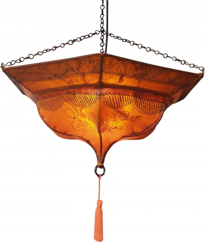 Henna - Leather ceiling lamp/ceiling light - Tuareg orange - 20x50x50 cm 