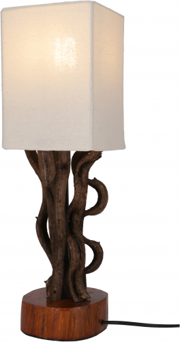 Table lamp/table lamp, handmade in Bali from natural material, driftwood, cotton - model Limes - 48x15x15 cm 