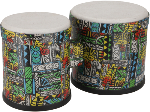Colored bongo, percussion rhythm sound instrument - 16x32x16 cm 