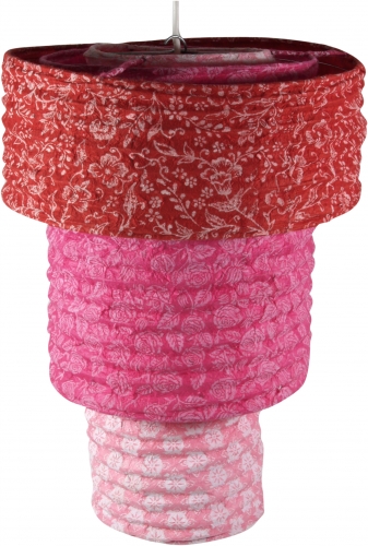 Runde Boho Papier Hngelampe, Lokta Papierlampenschirm Kashgar, handgeschpftes Papier - rot/pink - 39x28x28 cm 
