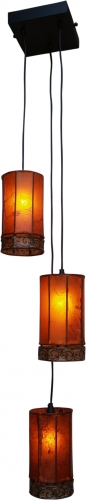 Henna - Leather ceiling light/pendant light 3-flame, Bengalia - 3 x orange - 100x30x30 cm 