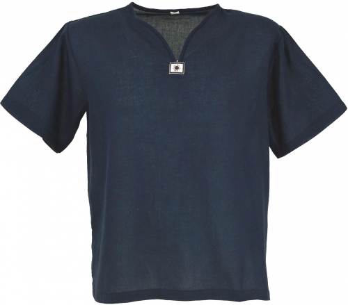 Yoga shirt, goa shirt, short sleeve, men shirt, cotton shirt - dark blue