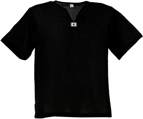 Yoga shirt, Goa shirt, short sleeve, men`s shirt, cotton shirt - black