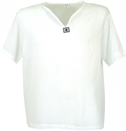 Yoga shirt, goa shirt, short sleeve, men shirt, cotton shirt - white