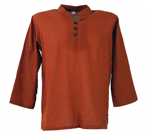 Yoga shirt, Goa shirt with button placket - rust