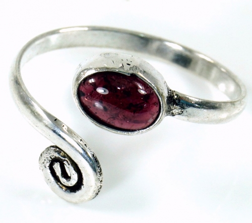 Brass toe ring, Goa foot jewelry, Indian toe ring - silver/garnet - 0,4 cm 1,5 cm