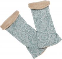 Jaquard and velvet wrist warmers, reversible wrist warmers - came..