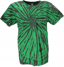 Batik T-Shirt, Herren Kurzarm Tie Dye Shirt - grün/anthrazit