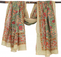 Lightweight pareo, sarong, hand printed cotton cloth - color comb..