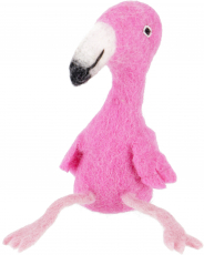 Handmade felt finger puppet - Flamingo