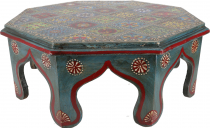 Painted small table with tile mosaic - blue Ø 41 cm