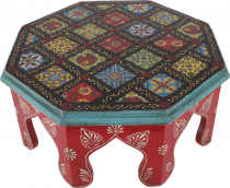 Bemalter kleiner Tisch mit Fliesenmosaik - rot Ø 36 cm