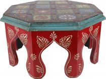 Bemalter kleiner Tisch mit Fliesenmosaik - rot Ø 30 cm