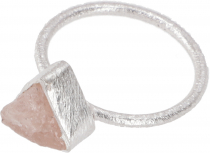 Frosted silver ring with natural semi-precious stone - rose quart..