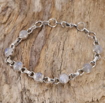 Indian Boho Silver Bracelet - Moonstone