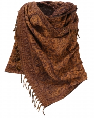 Soft pashmina scarf/stole with paisley pattern- brown/caramel