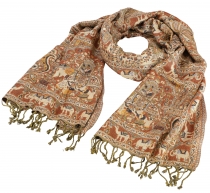 Indian pashmina scarf, shawl, boho stole with paisley pattern - b..