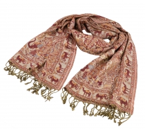 Indian pashmina scarf, shawl, boho stole with paisley pattern - r..