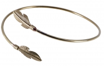 Indian upper arm bracelets brass, Boho bangle, feather - gold