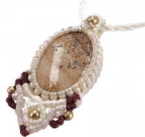 Boho macramé necklace, fairy jewelry - cream/jasper
