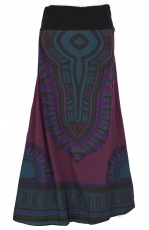 Long goa dashiki skirt, boho skirt, maxi skirt - purple