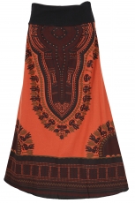 Long goa dashiki skirt, boho skirt, maxi skirt - rust orange