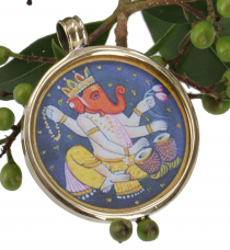 Indisches Amulett, Talisman t Medaillon - Ganesha mit Trommel