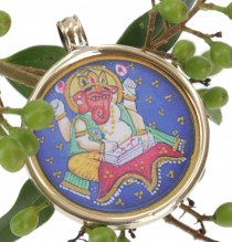 Indisches Amulett, Talisman, Medaillon - Ganesha schreibend