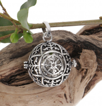 Angelcaller, silver singing ball necklace pendant - model 6
