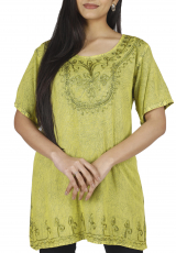 Embroidered Indian hippie top, boho chic blouse - lemon