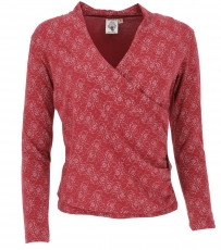 Organic cotton wrap style long sleeve shirt, rose print boho shir..