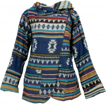 Cape, boho wrap jacket Inca pattern - blue/colorful