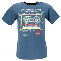 Fun Retro Art T-Shirt `Underground Sound` - taubenblau